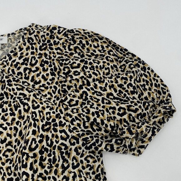 J. Crew Style AL520 Leopard Print Puff Sleeve Poplin Top Size XS - Picture 3 of 8